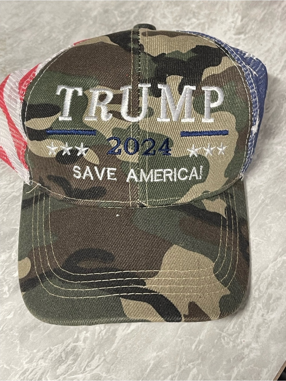 Trump 2024 Save America Camo / Flag Hat~ Brand New W/ Tag
